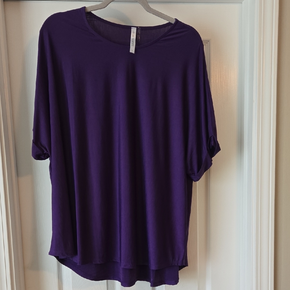 Relaxed Purple Dolman Tunic Top